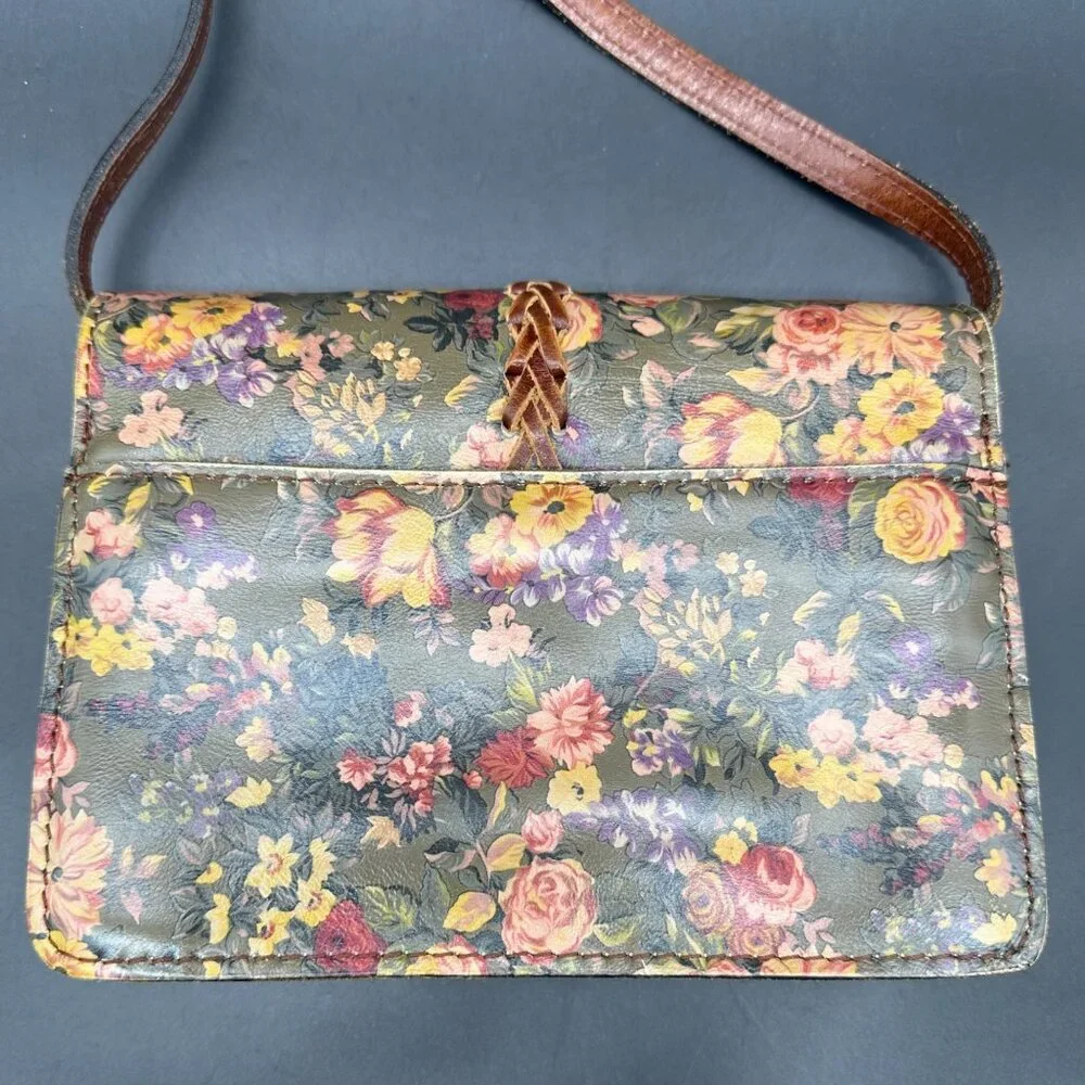 Patricia Nash Floral Leather Crossbody Shoulder Bag Purse Removable Strap Clutch